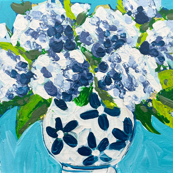 Palette Knife Hydrangeas in Blue – Vino & Van Gogh